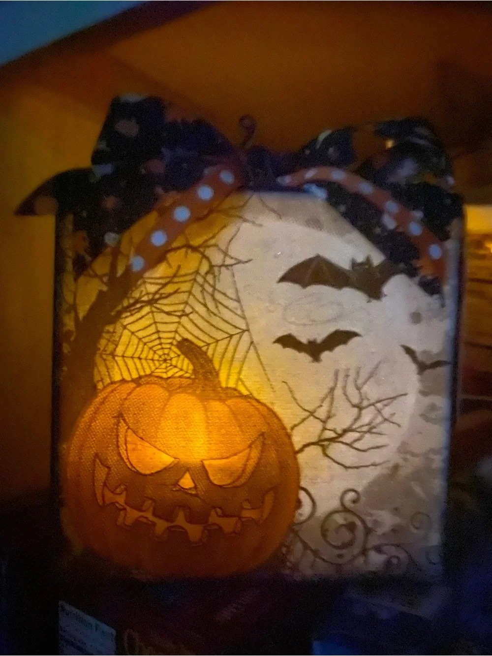 Halloween Pumpkin chunky canvas sitter with Decorative Bow — Black & Orange